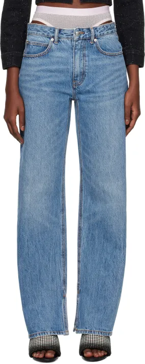 Alexander Wang Straight-Leg Slit-Hem Jeans