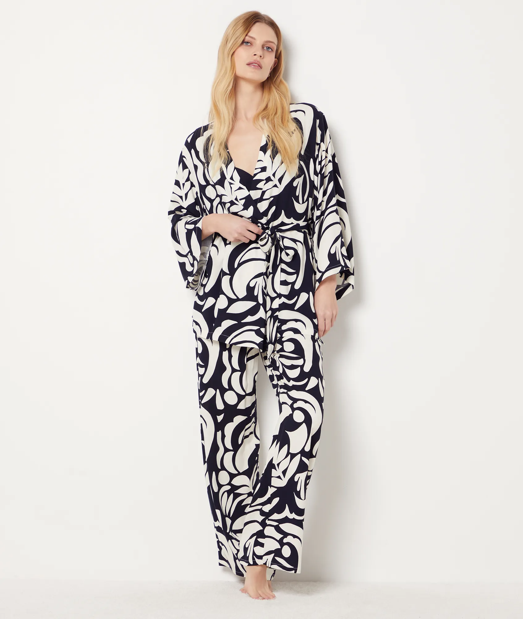 Bata kimono estampada BELINA IMP FD BRIQUE - ETAM