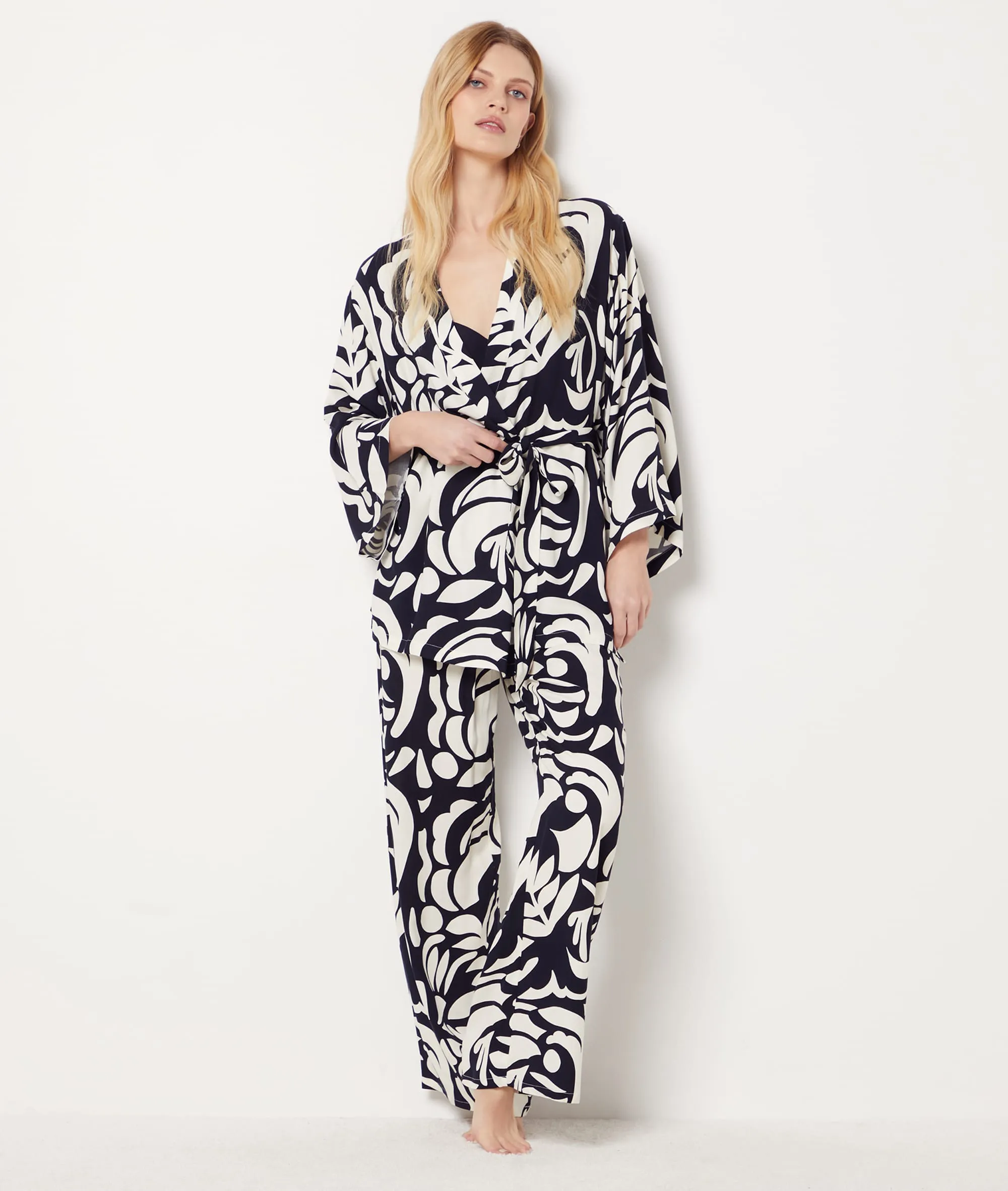 Bata kimono estampada BELINA IMP FD BRIQUE - ETAM