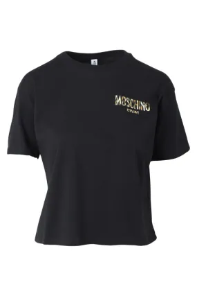 Camiseta negra con minilogo animal print