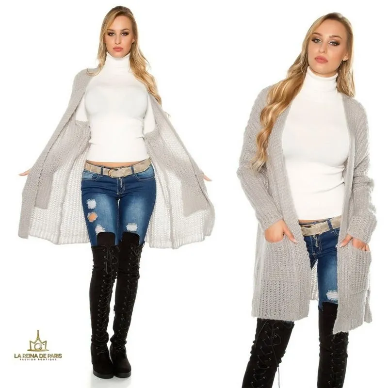 Chunky cardigan de mohair gris