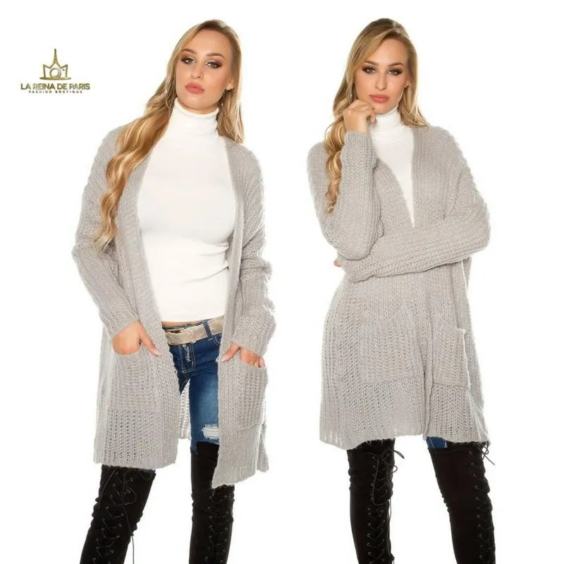 Chunky cardigan de mohair gris