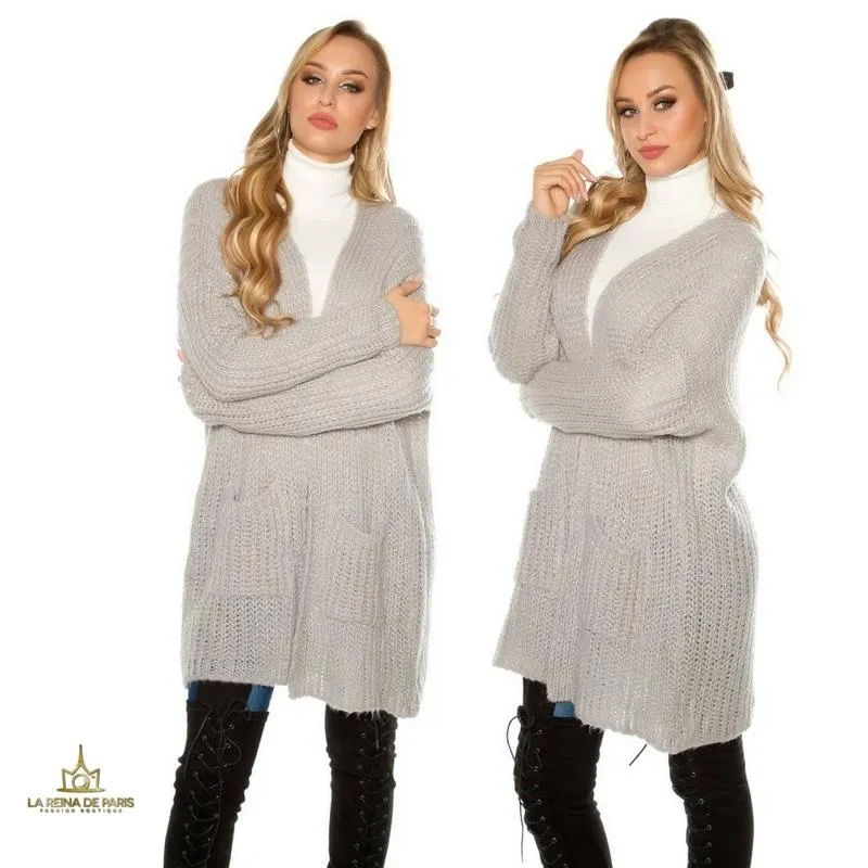 Chunky cardigan de mohair gris