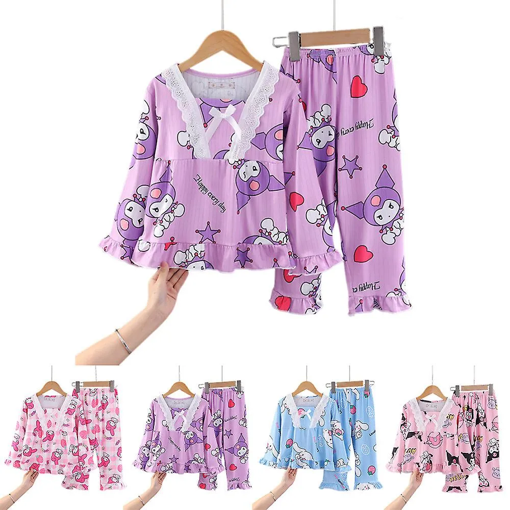 Girls Sanrio Pajamas Pyjamas Pjs Set Kawaii Melody Kuromi Cinnamoroll Sleepwear Nightwear Loungewear