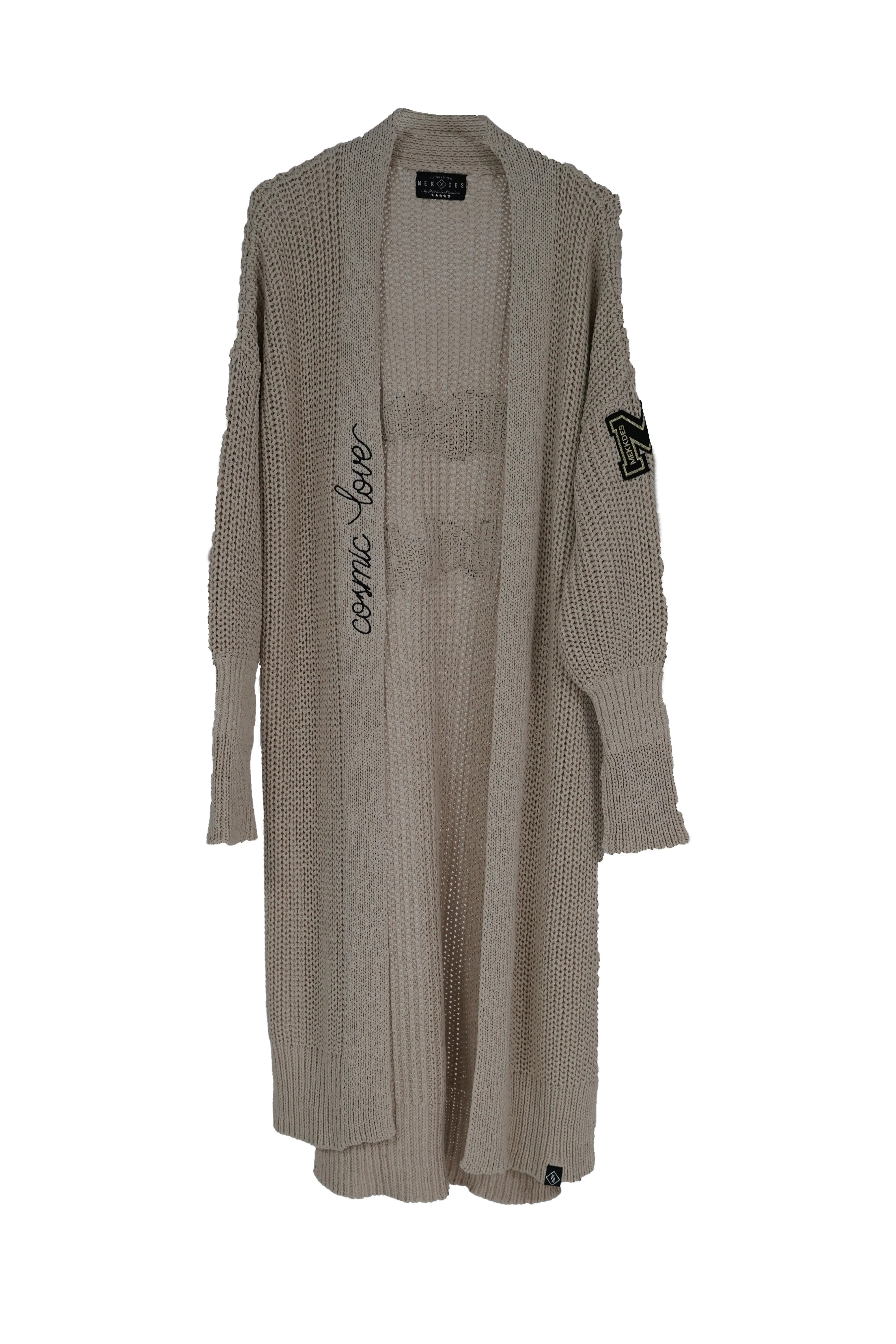 Maxi cardigan arena bordado