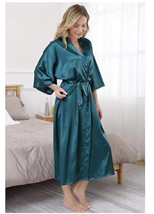 Plus Size S-XXXL Rayon Bathrobe Womens Kimono Satin Long Robe Sexy Lingerie Classic Nightgown Sleepwear with Belt