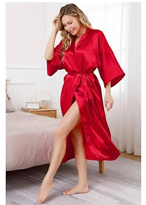 Plus Size S-XXXL Rayon Bathrobe Womens Kimono Satin Long Robe Sexy Lingerie Classic Nightgown Sleepwear with Belt