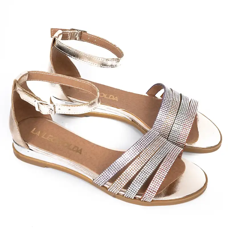 Sandalias platino con strass Boris